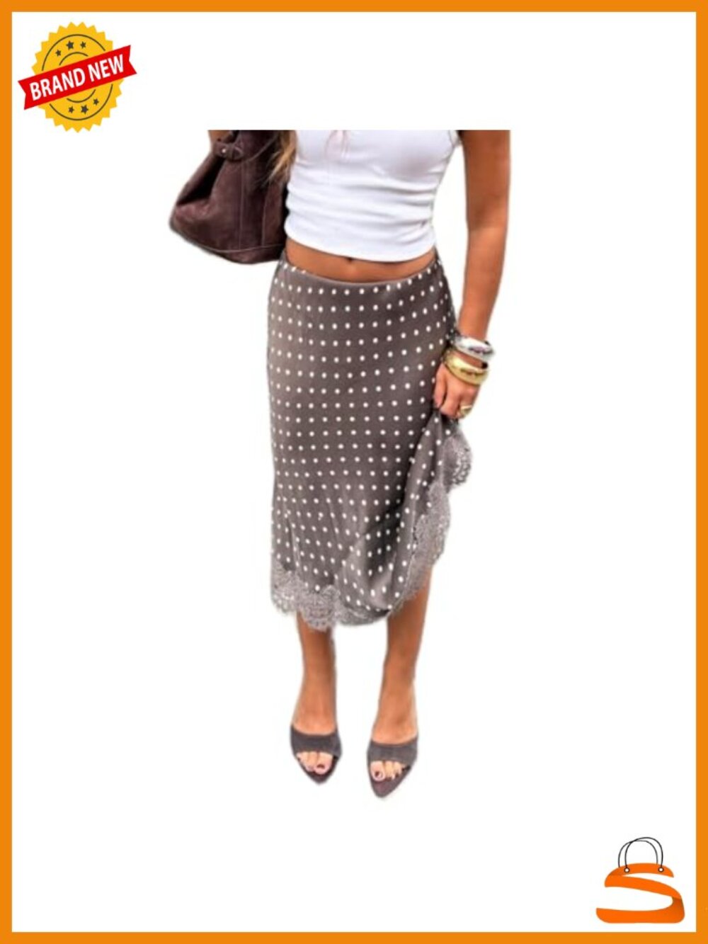 Y2K Lace Trim Satin Maxi Skirt High Waist A-Line Long Underskirt